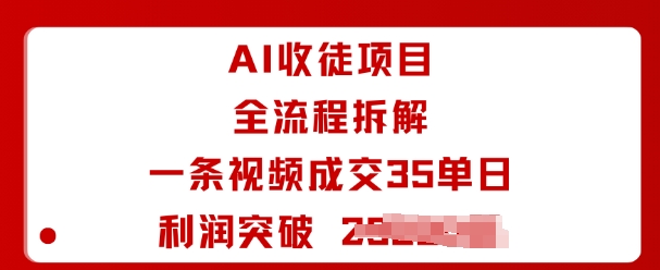AI收徒项目全流程拆解一条视频成交35单日利润突破1k+-木白网创