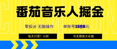番茄音乐人掘金，单账号最高可撸1k+，可无限矩阵去做，零投入-木白网创