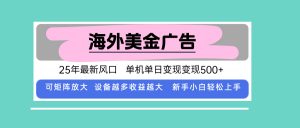 最新海外广告美金，全自动挂机，单机单日500+，可矩阵放大，新手小白轻...-木白网创