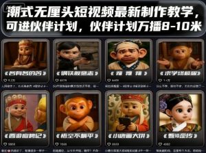 潮式无厘头短视频最新制作教学，可进伙伴计划，伙伴计划万播8-10米-木白网创