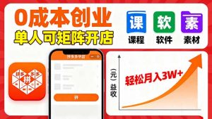 拼多多虚拟电商，0成本，单人可矩阵开店，轻松月入3W+-木白网创