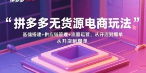 拼多多无货源电商玩法：基础搭建+供应链管理+流量运营，从开店到爆单-木白网创