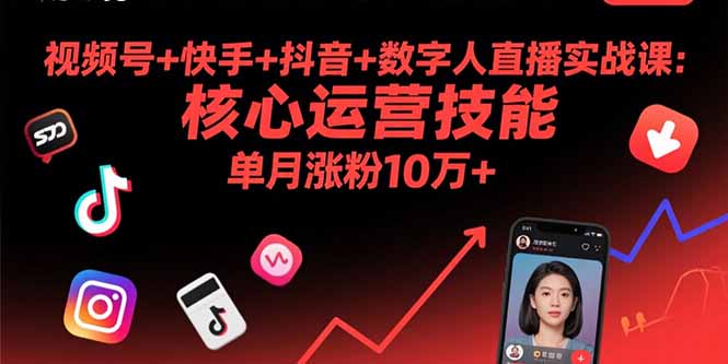 视频号+快手+抖音+数字人直播实战课(9月-木白网创