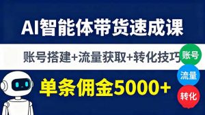 AI智能体带货速成课，账号搭建+流量获取+转化技巧，单条佣金5000+-木白网创