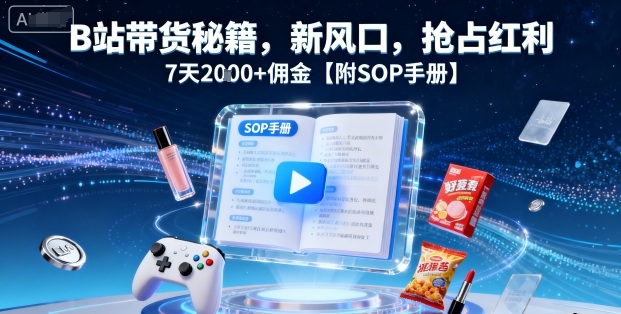 B站带货秘籍，新风口，抢占红利，7天2k+佣金【附SOP手册】-木白网创