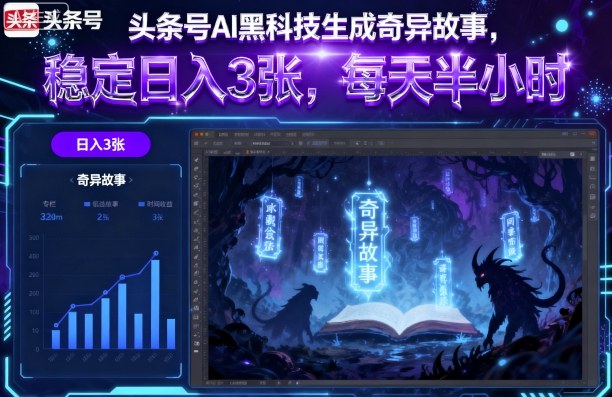 头条号AI黑科技生成奇异故事,稳定日入3张,每天半小时-木白网创