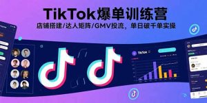 TikTok爆单训练营,店铺搭建/达人矩阵/GMV投流,单日破千单实操-木白网创