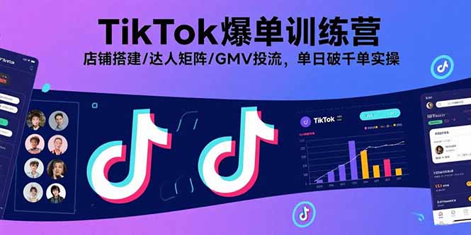 TikTok爆单训练营,店铺搭建/达人矩阵/GMV投流,单日破千单实操-木白网创