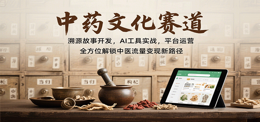 中药文化赛道：溯源故事开发，AI工具实战，平台运营，全方位解锁中医流量变现新路径-木白网创