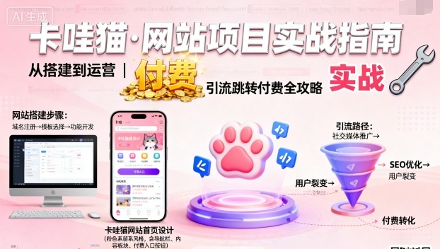 卡哇猫·网站项目，网站搭建与运营以及引流跳转付费-木白网创