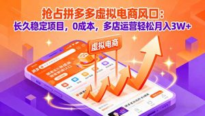 抢占拼多多虚拟电商风口：长久稳定项目，0成本，多店运营轻松月入3W+-木白网创