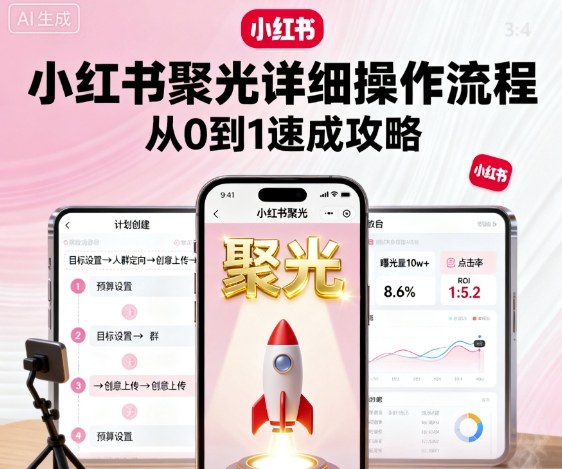 小红书聚光详细操作流程，小红书聚光从0到1速成攻略-木白网创