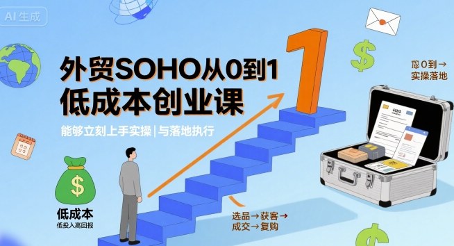 外贸SOHO从0到1低成本创业课，能够立刻上手实操与落地执行-木白网创