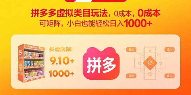 拼多多虚拟类目玩法，0成本，可矩阵，小白也能轻松日入1000+-木白网创