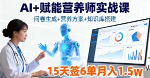 AI+赋能营养师实战课，问卷生成+营养方案+知识库搭建，15天签6单月入1.5w-木白网创