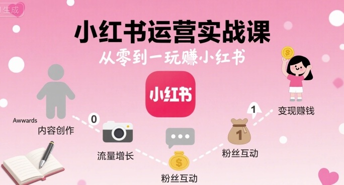 小红书运营实战课，从零到一玩賺小红书-木白网创