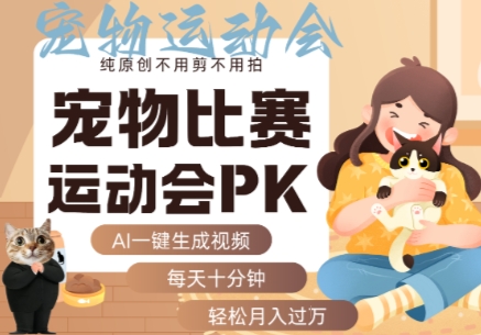 AI一键生成宠物比赛运动会PK视频，纯原创不用剪不用拍，每天十分钟，轻松月入过1W+-木白网创