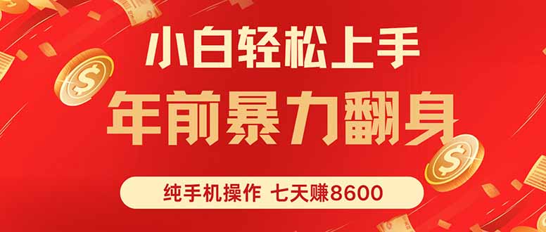 七天狂赚8600，小白纯手机操作，日入1000+-木白网创