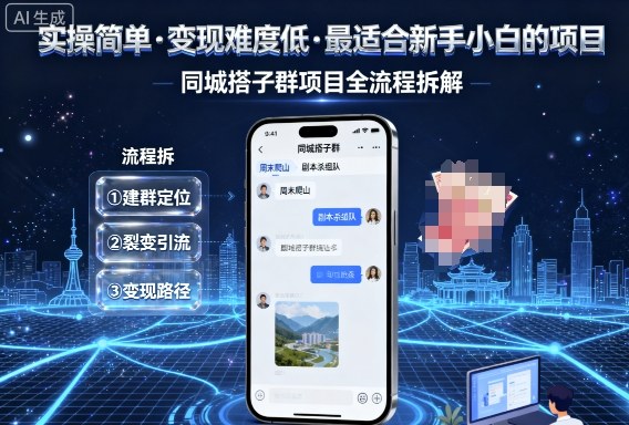 实操简单,变现难度低,最适合新手小白做的项目,每天轻松收入3张,同城搭子群项目全流程拆解-木白网创