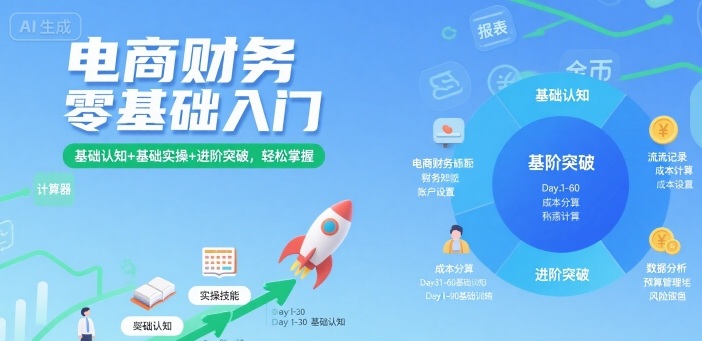 电商财务零基础入门，基础认知+基础实操+进阶突破，轻松掌握-木白网创