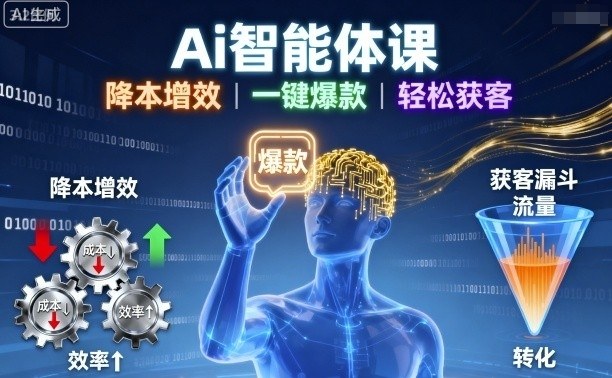 Ai智能体课，降本增效，一键爆款，轻松获客-木白网创