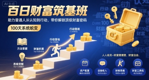 百日财富筑基班，助力普通人从认知到行动，带你解锁顶级财富密码-木白网创