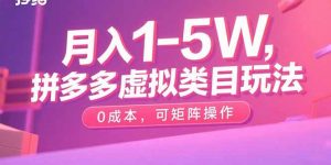 月入1-5W，拼多多虚拟类目玩法，0成本，可矩阵操作-木白网创