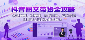 抖音图文带货全攻略：含基础课、精英课，私教直播，从账号搭建到流量提升及出单技巧-木白网创