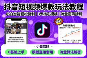 抖音短视频爆款玩法教程，小白也能轻松复制-木白网创