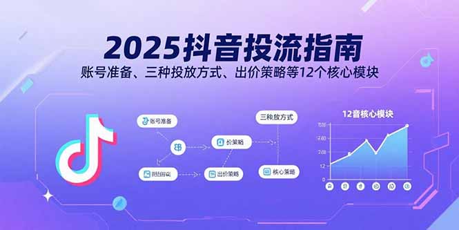 2025抖音投流指南，账号准备、三种投放方式、出价策略等12个核心模块-木白网创