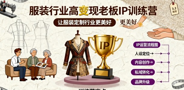 服装行业高变现老板IP训练营,让服装定制行业更美好-木白网创