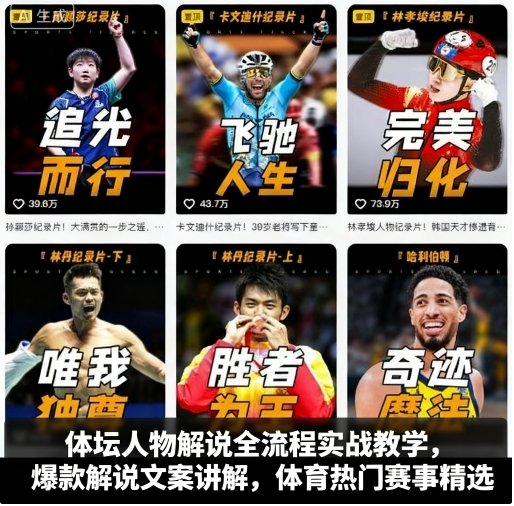 体坛人物解说全流程实战教学，爆款解说文案讲解，体育热门赛事精选-木白网创