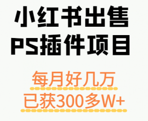 小红书出售PS插件项目，每月都收入好几万，长期操作已获利300多W+-木白网创