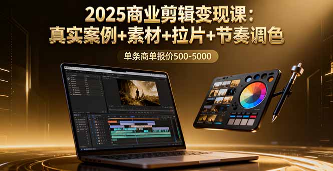 2025商业剪辑变现课：真实案例+素材+拉片+节奏调色，单条商单报价500-5000-木白网创