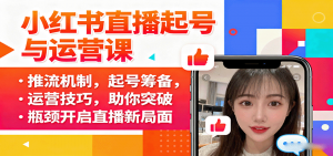 小红书直播起号与运营课：推流机制，起号筹备，运营技巧，助你突破瓶颈开启直播新局面-木白网创