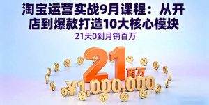 淘宝运营实战9月课程：从开店到爆款打造10大核心模块，21天0到月销百万-木白网创
