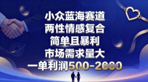 小众蓝海赛道，两性情感复合，简单且暴利，市场需求量大，一单利润5张，未来几年可持续深耕的项目-木白网创
