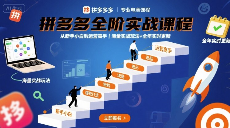 拼多多全阶实战课程，从新手小白到运营高手，海量实战玩法+全年实时更新【2025年9月更新】-木白网创