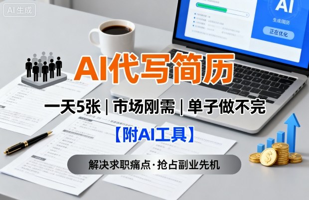 AI代写简历,一天5张,今年找工作难,市场刚需,单子做不完【附AI工具】-木白网创