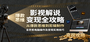 影视解说变现全攻略：从爆款思维到剪辑制作，含手机电脑操作及变现实用技巧-木白网创