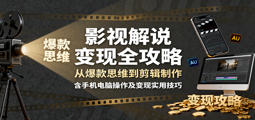 图片[1]-影视解说变现全攻略：从爆款思维到剪辑制作，含手机电脑操作及变现实用技巧-木白网创