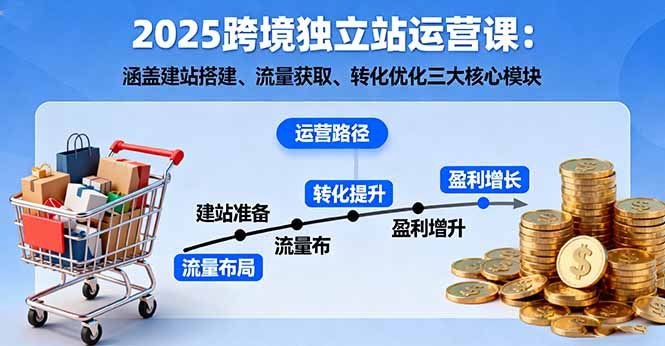 2025跨境独立站运营课：涵盖建站搭建、流量获取、转化优化三大核心模块-木白网创