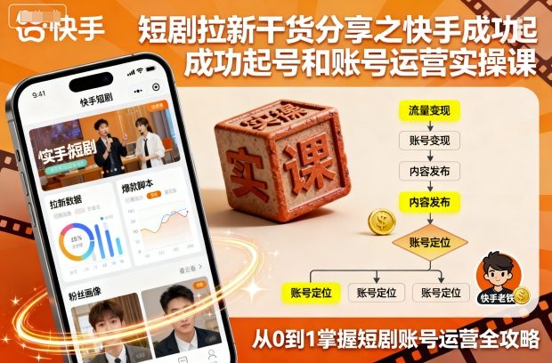 短剧拉新干货分享之快手成功起号和账号运营实操课-木白网创