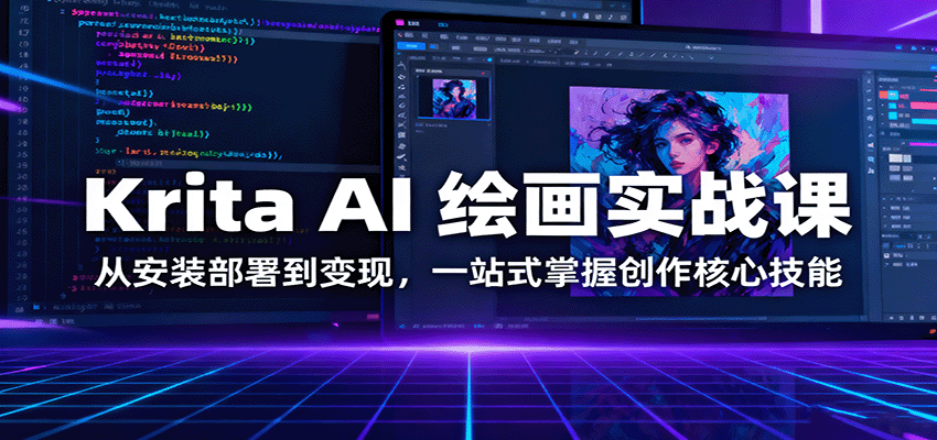 图片[1]-Krita AI 绘画实战课：从安装部署到变现，一站式掌握创作核心技能-木白网创