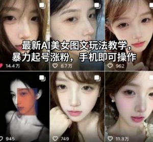最新AI美女图文玩法教学，暴力起号涨粉，手机即可操作-木白网创