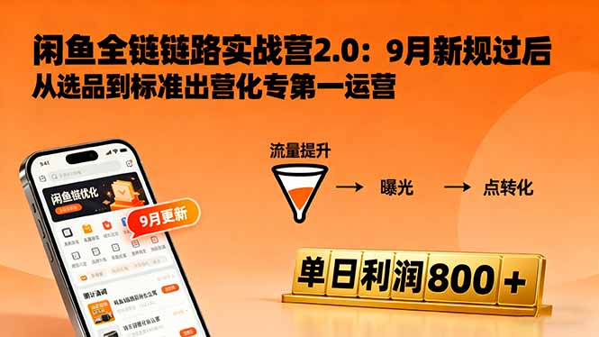闲鱼变现课3.0：掌握链接优化、流量提升、商业变现，单日利润800+-木白网创