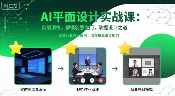 AI平面设计实战课，实战演练，解锁创意之门，掌握设计之道-木白网创
