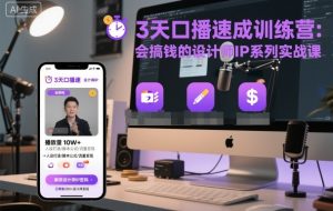 3天口播速成训练营，会搞钱的设计师IP系列实战课-木白网创