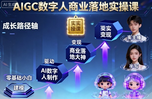 AIGC数字人商业落地实操课，从零基础小白到AI数字人大神-木白网创