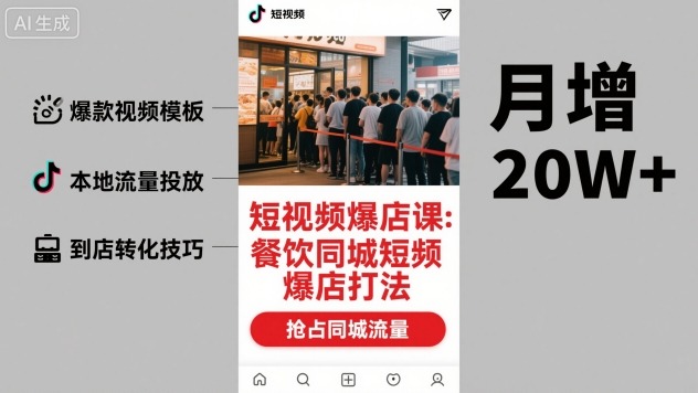 短视频爆店课，餐饮同城短视频爆店打法-木白网创